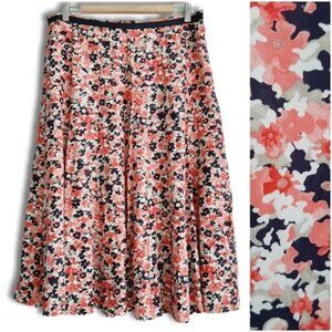CHRISTOPHER & BANKS | Floral Flowy Midi Skirt Pink & Blue Sz 12